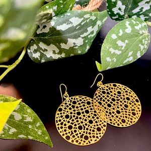 Gold statement disc earrings